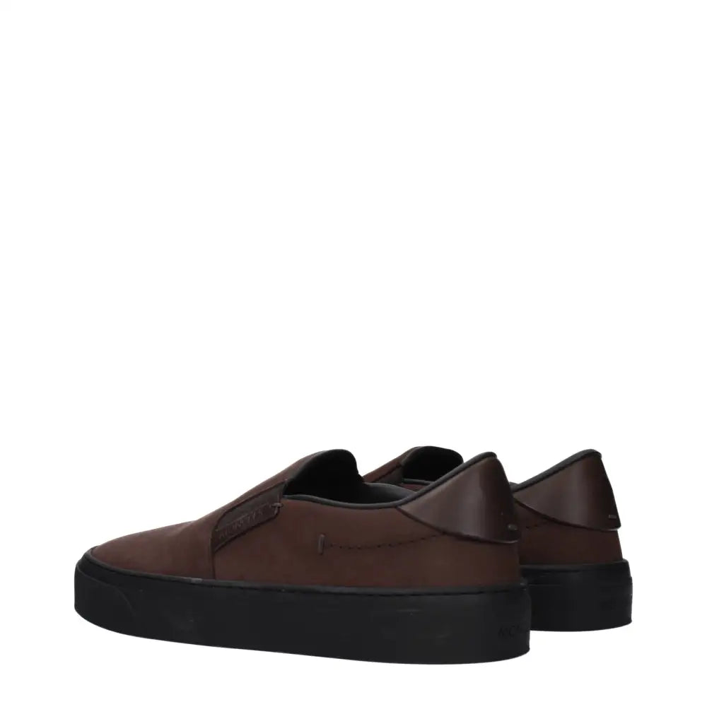 Moncler Brown Leather Slip-On Loafers - Loafers