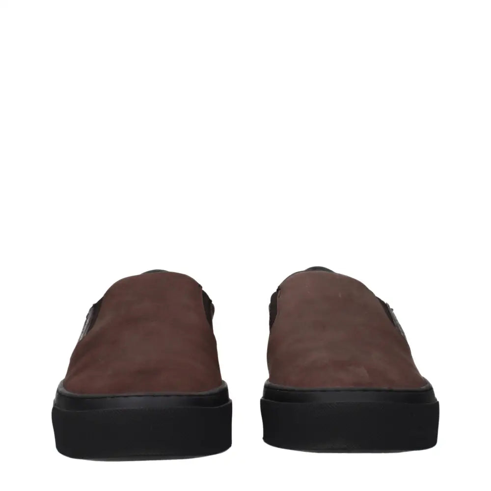 Moncler Brown Leather Slip-On Loafers - Loafers