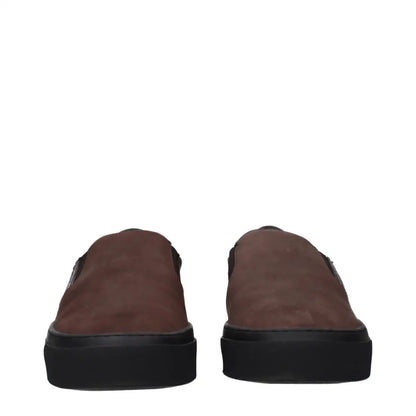 Moncler Brown Leather Slip-On Loafers - Loafers