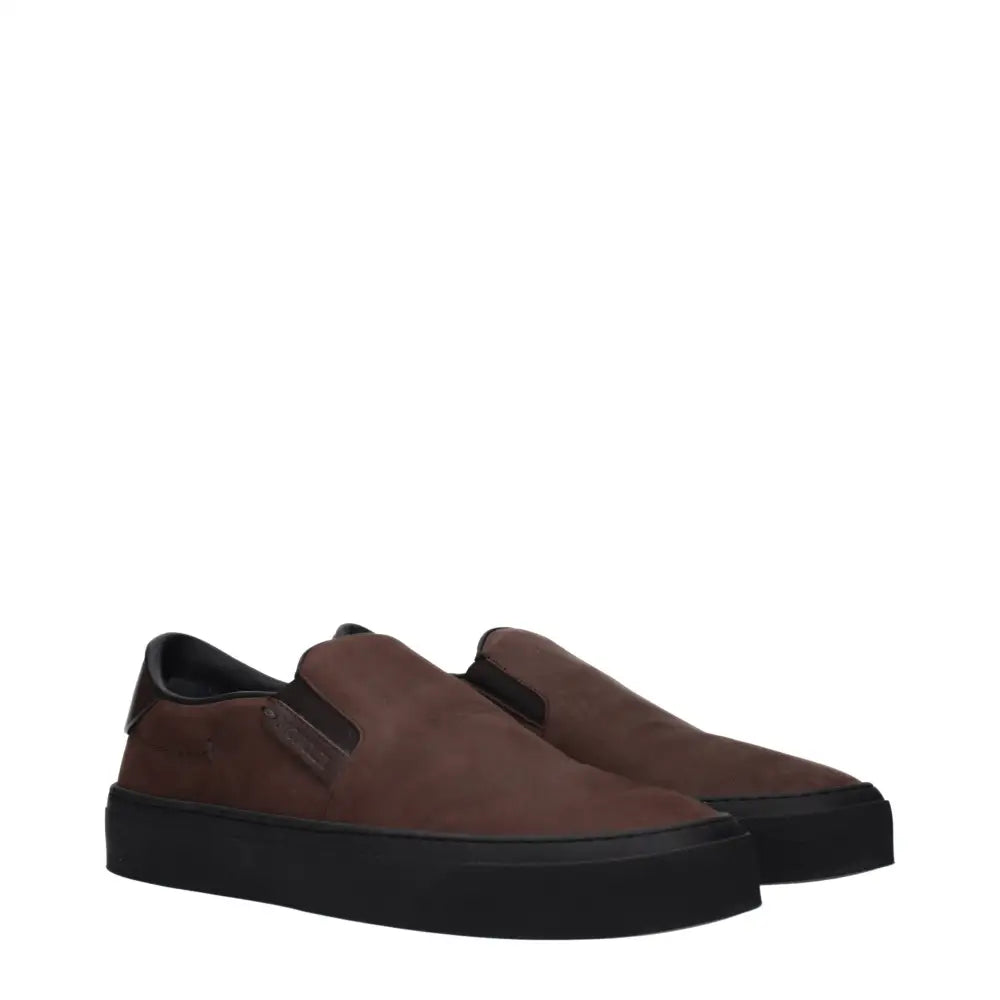 Moncler Brown Leather Slip-On Loafers - Loafers