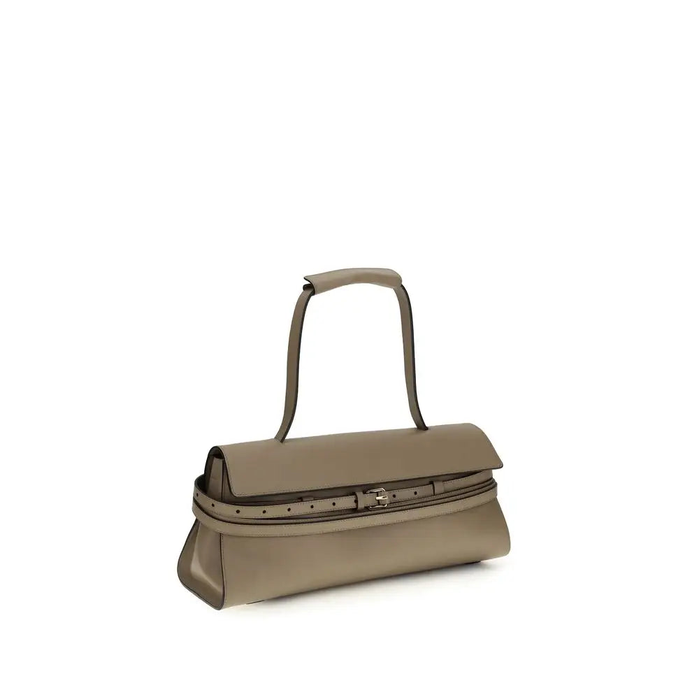 Sleek beige calf leather Bos Taurus Moschino handbag with minimalist design