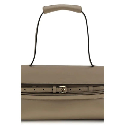 Moschino beige calf leather Bos Taurus håndtaske med guldspænde