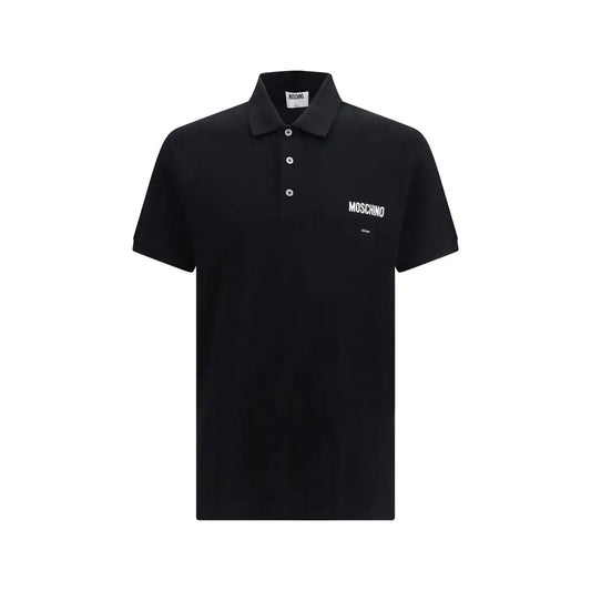Sort Moschino sort polo t-shirt i sort sort, sort med hvid logo