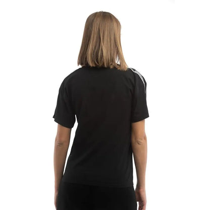 Moschino sort bomuld T-shirt med hvide striber. Outlet mærkevarer, spar 30-70%