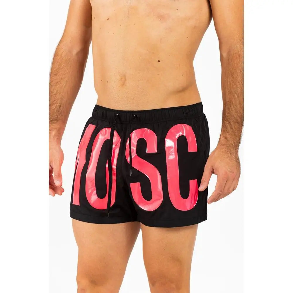 Moschino fuchsia polyester bade shorts med pink logo, 100% originale brands