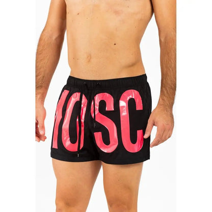 Moschino fuchsia polyester bade shorts med pink logo, 100% originale brands