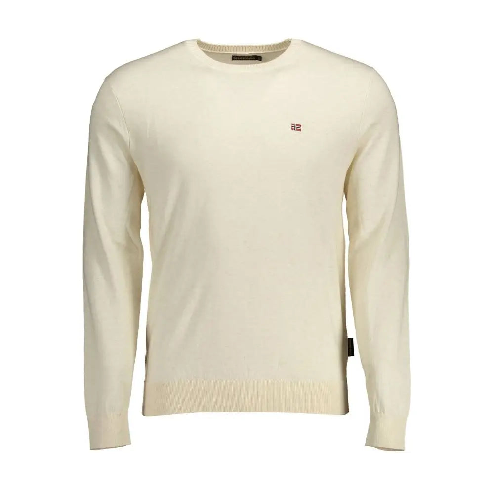 Napapijri beige cotton herresweater med norsk flag-logo