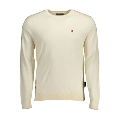 Napapijri beige cotton herresweater med norsk flag-logo