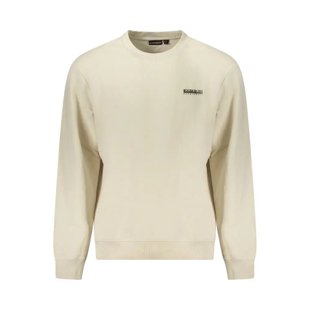 Napapijri beige cotton sweater med sort logo på brystet
