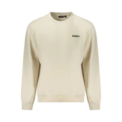 Napapijri beige cotton sweater med sort logo på brystet