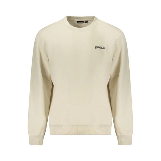 Napapijri beige cotton sweater med sort logo på brystet