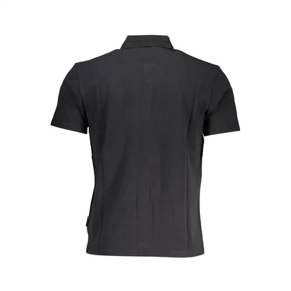 Napapijri black cotton polo shirt with short sleeves and classic collar