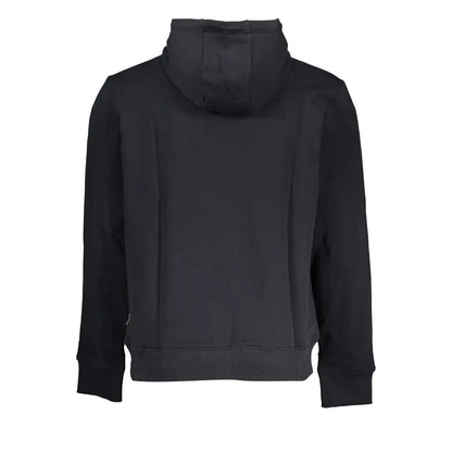 Napapijri black cotton mænds hoodie med ribbet manchetter og kant