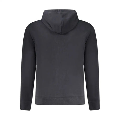Napapijri black cotton sweater med hætte og ribkante
