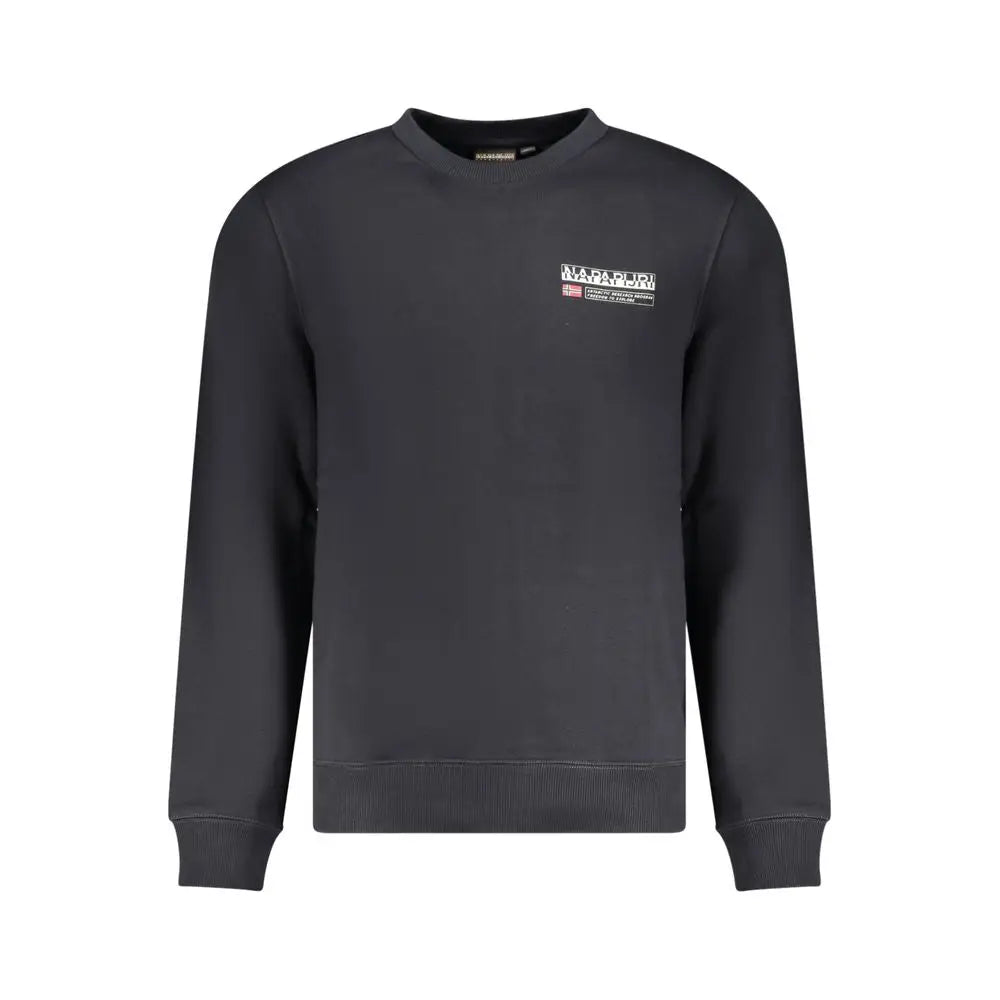 Napapijri black cotton sweater i mørkegrå med hvid logo