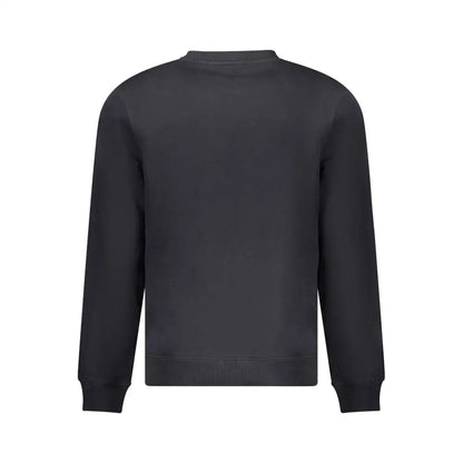 Napapijri sort black cotton sweater med ribbed manchetter og kant