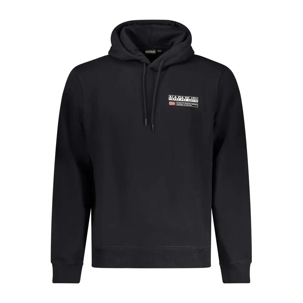 Sort sorte Napapijri hoodie med hvid logo, 100% originale brands