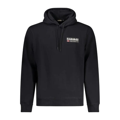 Sort sorte Napapijri hoodie med hvid logo, 100% originale brands