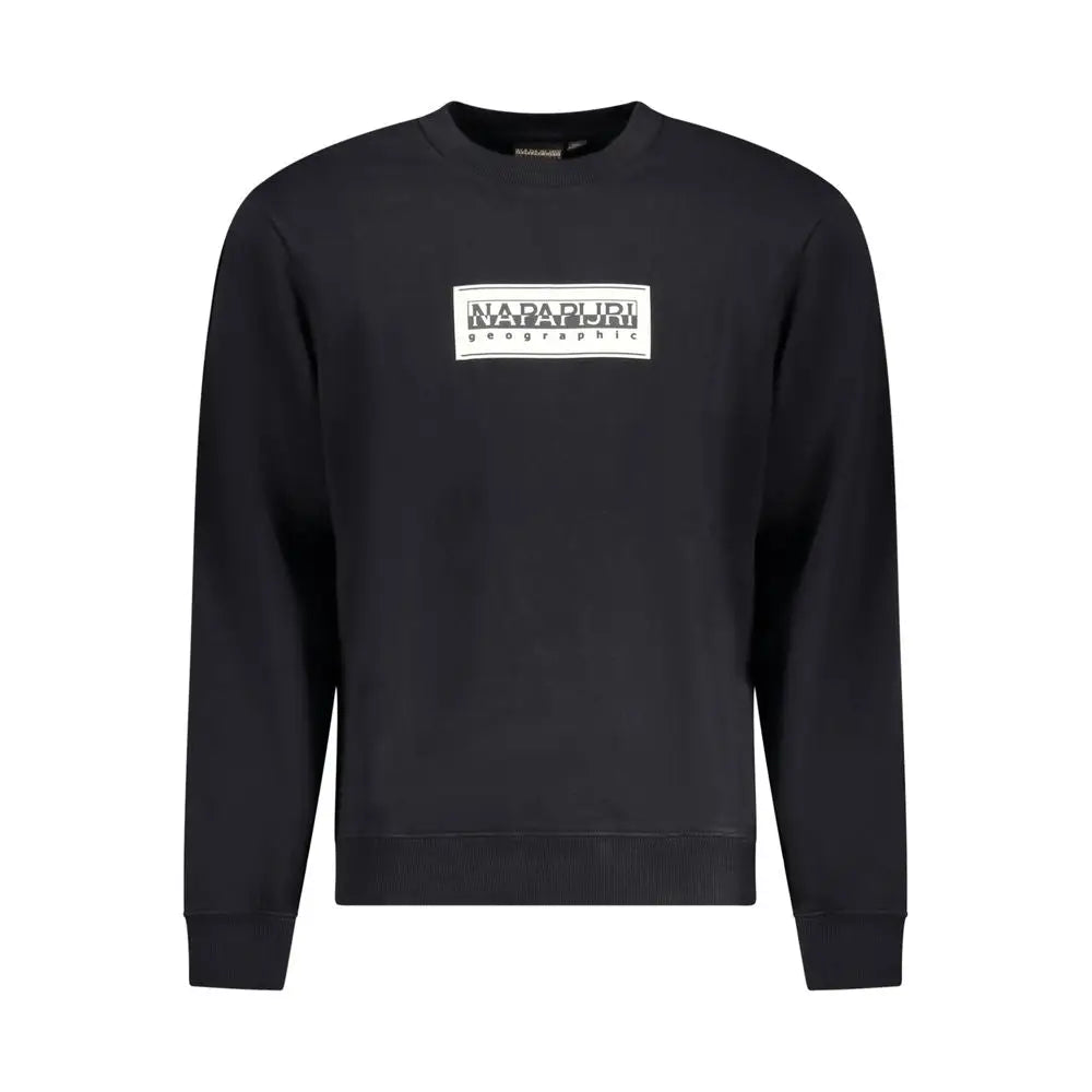 Høj kvalitet sorte sweater Napapijri med hvid logo patch