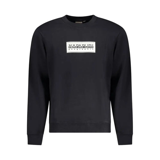 Høj kvalitet sorte sweater Napapijri med hvid logo patch