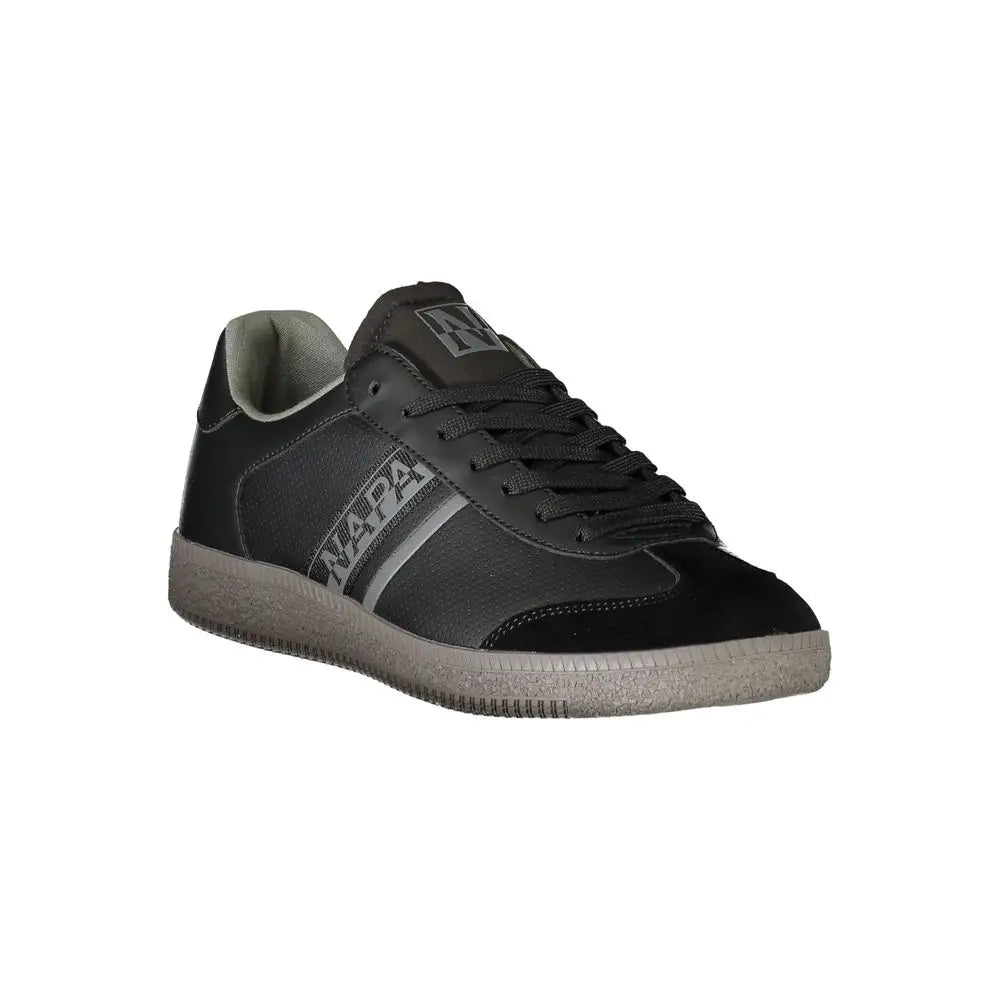 Napapijri black polyester sneakers with gray accents and textured sole