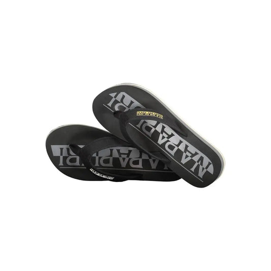 Napapijris sorte polyester black flip-flops with silver logo sole