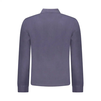 Sleek lilla langærmet polo shirt i Napapijri blå bomuld