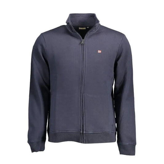 Napapijri blå bomuldssweater med lynlås og rødt logo, spar 30-70% på mode