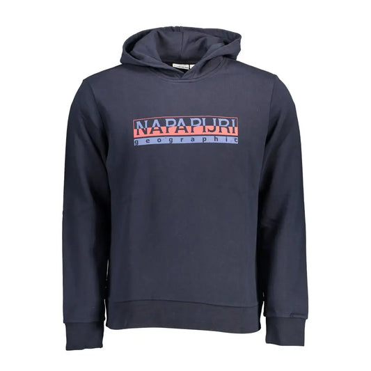 Mørkegrå Napapijri-hoodie med blå bomuld og orange-blå logo