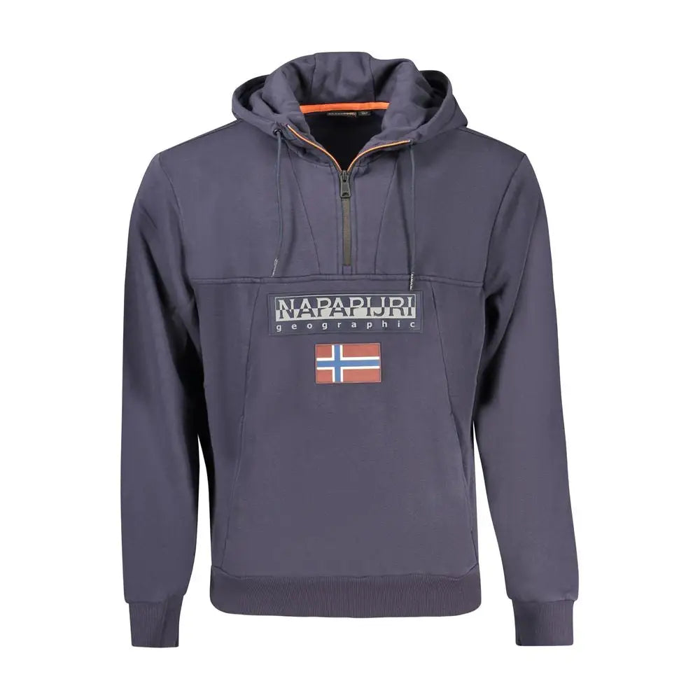 Høj kvalitet Napapijri blå hoodie med norsk flag og orange for
