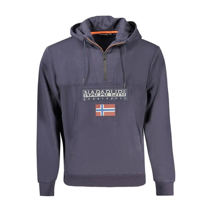 Høj kvalitet Napapijri blå hoodie med norsk flag og orange for