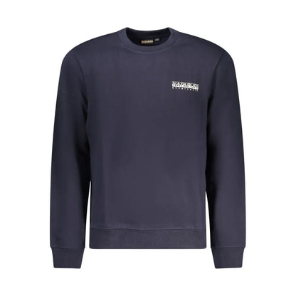 Napapijri blå bomulds sweater med navy blå crewneck og hvid logo