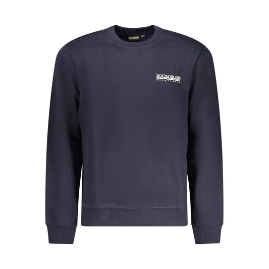 Napapijri blå bomulds sweater med navy blå crewneck og hvid logo