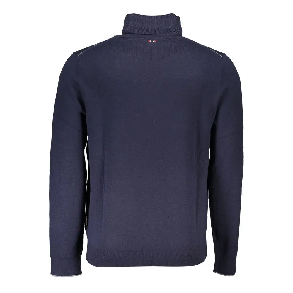 Napapijri blue tessuto herresweater i marineblå med subtil hvid syning