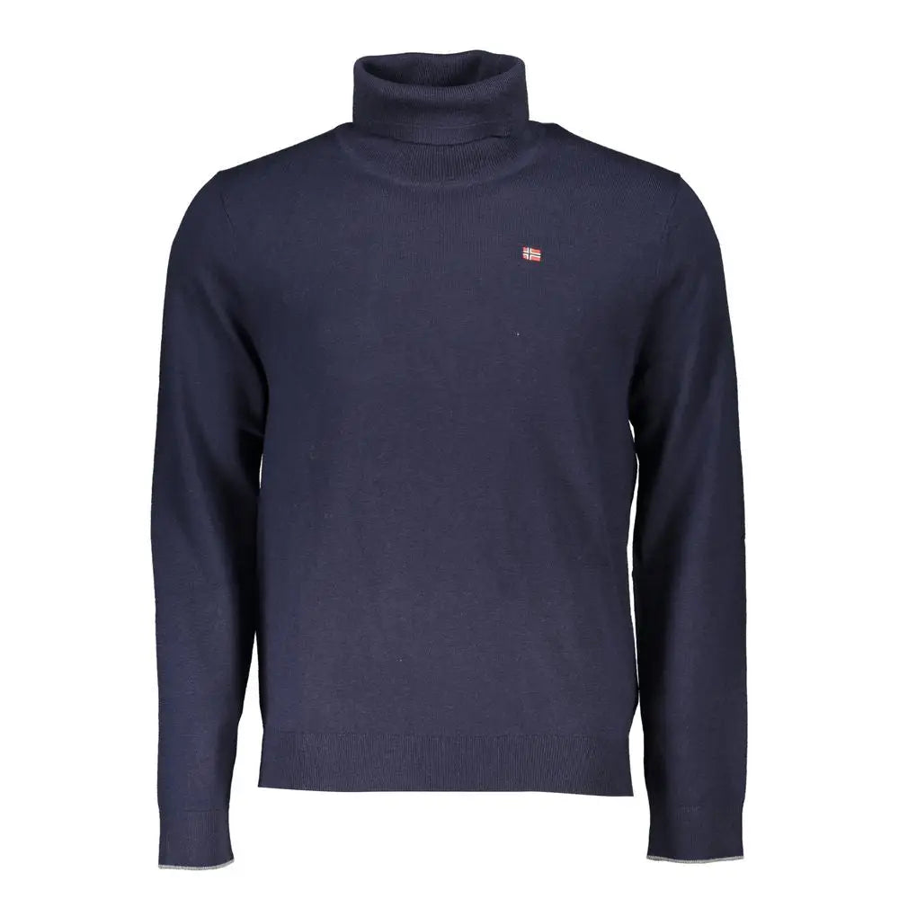 Napapijri blue tessuto turtleneck sweater with flag logo
