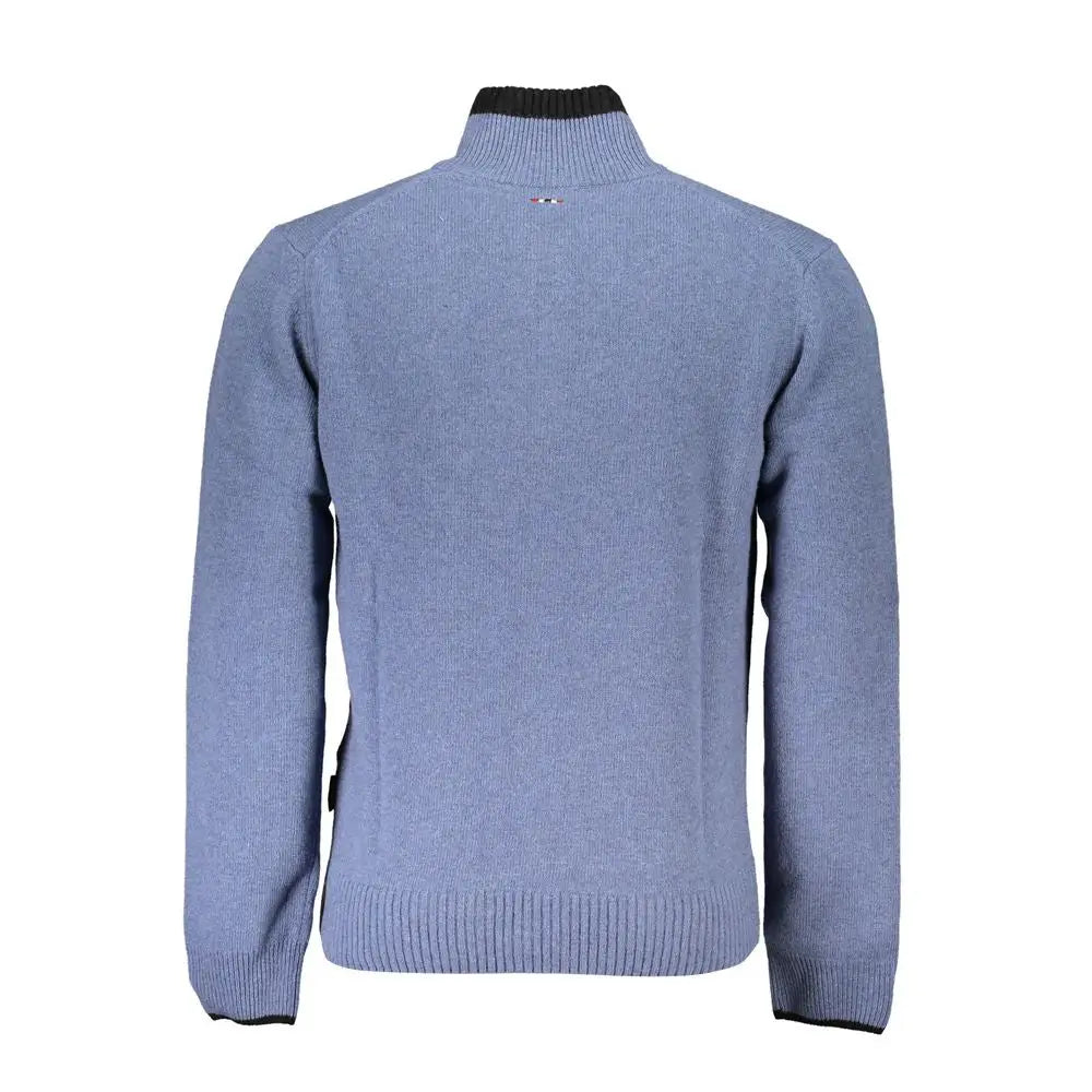 Napapijri blue tessuto herresweater i lys blå med sort ribkant