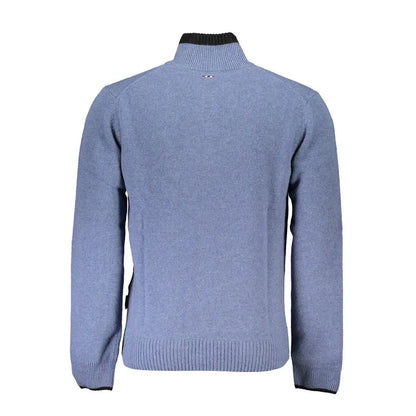 Napapijri blue tessuto herresweater i lys blå med sort ribkant
