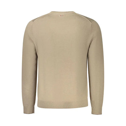 Napapijri brun uldsweater i beige med ribbet detalje