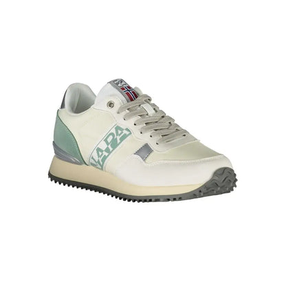 Napapijri chic white lace-up sneaker with mint green accents