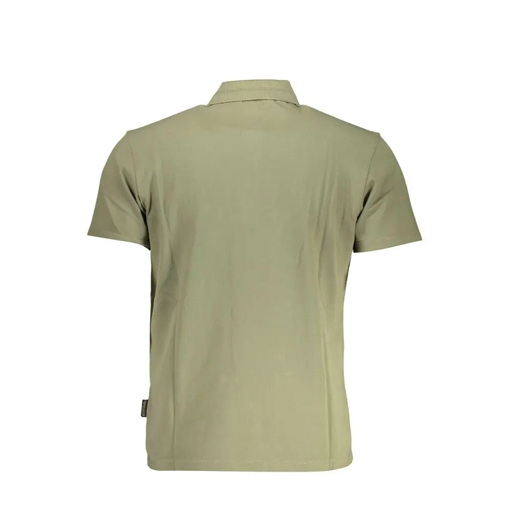 Napapijri green cotton polo shirt in khaki with classic collar
