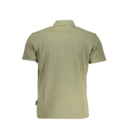 Napapijri green cotton polo shirt in khaki with classic collar