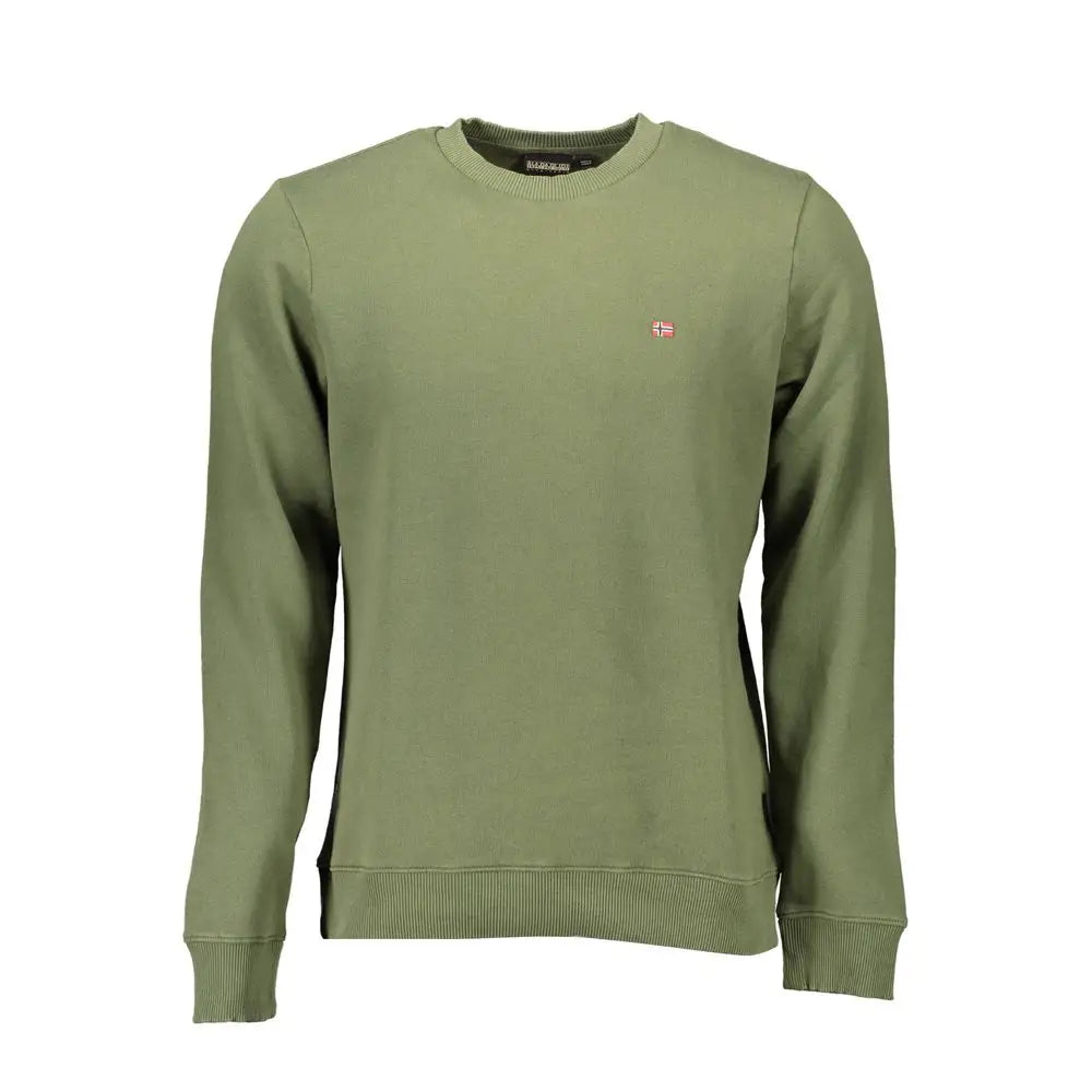Napapijri green cotton herresweater i olivengrøn med norsk flag