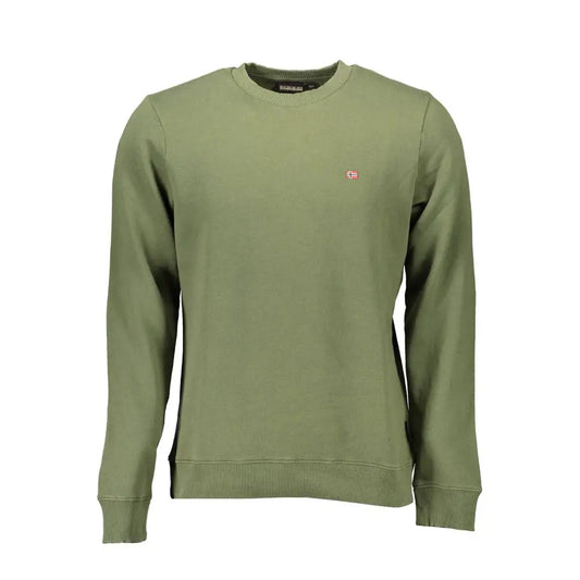 Napapijri green cotton herresweater i olivengrøn med norsk flag