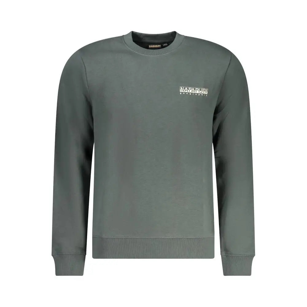 Napapijri green cotton sweater i mørkeolivengrøn med hvid logo