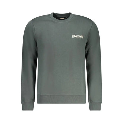 Napapijri green cotton sweater i mørkeolivengrøn med hvid logo