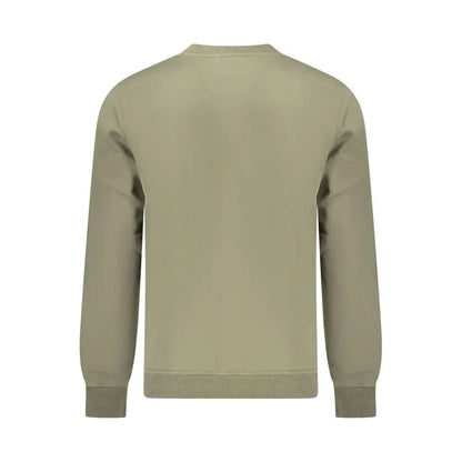 Napapijri grøn bomuldssweater i ensfarvet olivengrøn med ribkant
