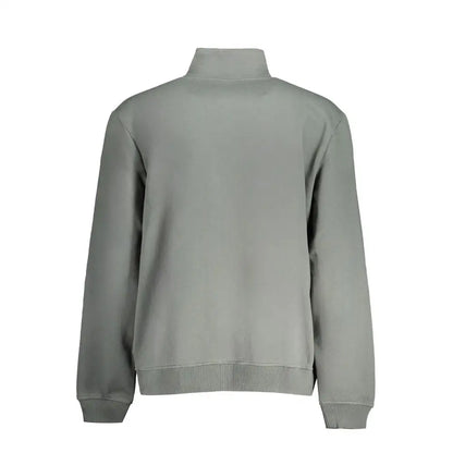 Napapijri green cotton sweater in sleek muted gray with high collar and ribbed cuffs
