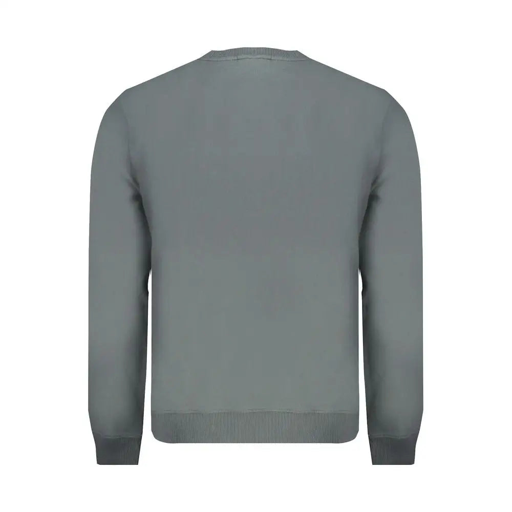 Napapijri green cotton sweater in sleek solid gray with ribbed cuffs