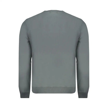 Napapijri green cotton sweater in sleek solid gray with ribbed cuffs