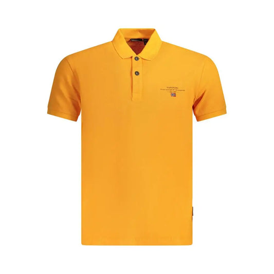 Napapijri orange cotton polo shirt with vibrant yellow design and embroidered logo